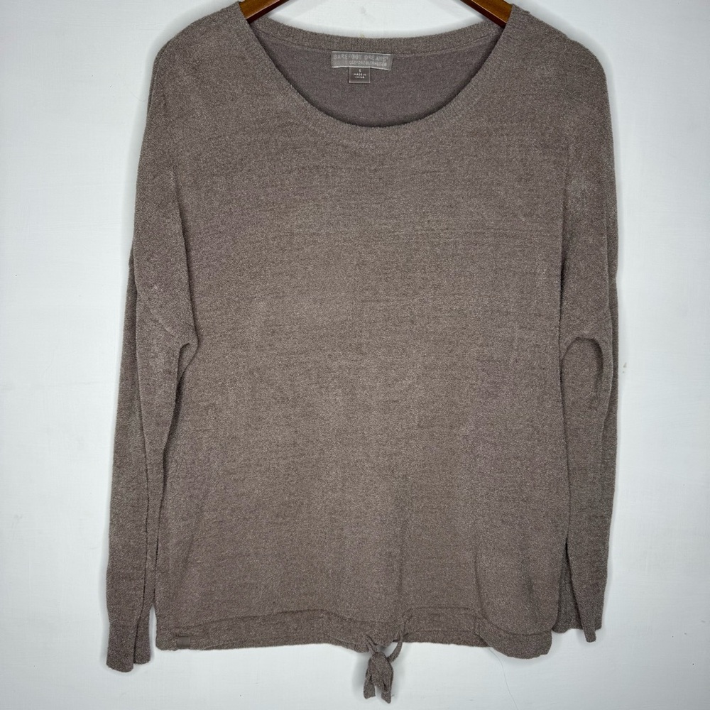 Barefoot Dreams CozyChic Ultralite Cozy Brown Long Sleeve Sweater waist cinch